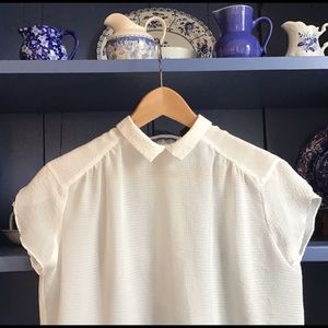 Zara gauzy white blouse - back buttons and bow